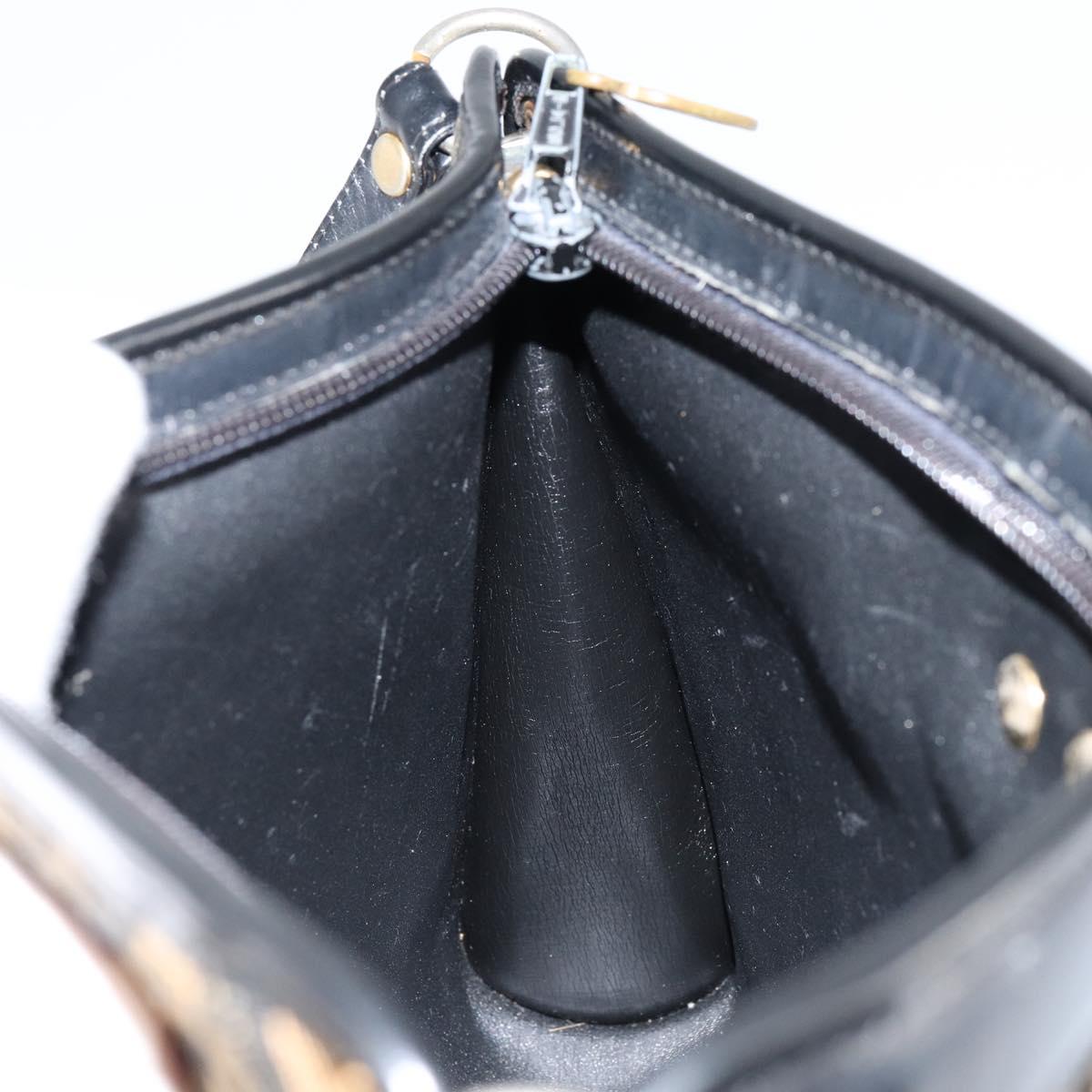 Christian Dior Trotter Canvas Shoulder Bag Navy Gold Auth 154374