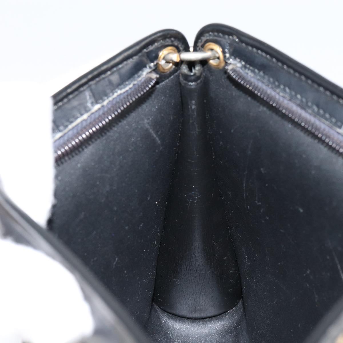 Christian Dior Trotter Canvas Shoulder Bag Navy Gold Auth 154374