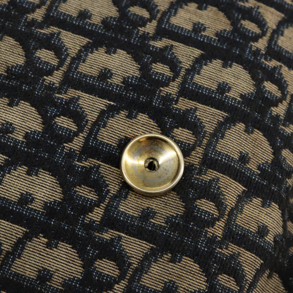 Christian Dior Trotter Canvas Shoulder Bag Navy Gold Auth 154375