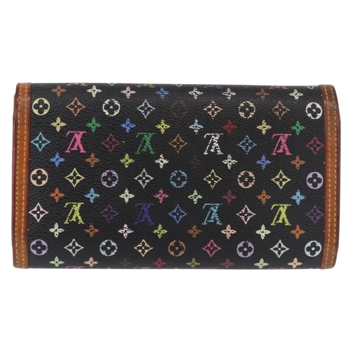 LOUIS VUITTON Monogram Multicolor Porte Tresor Wallet Black M92658 Auth 154380