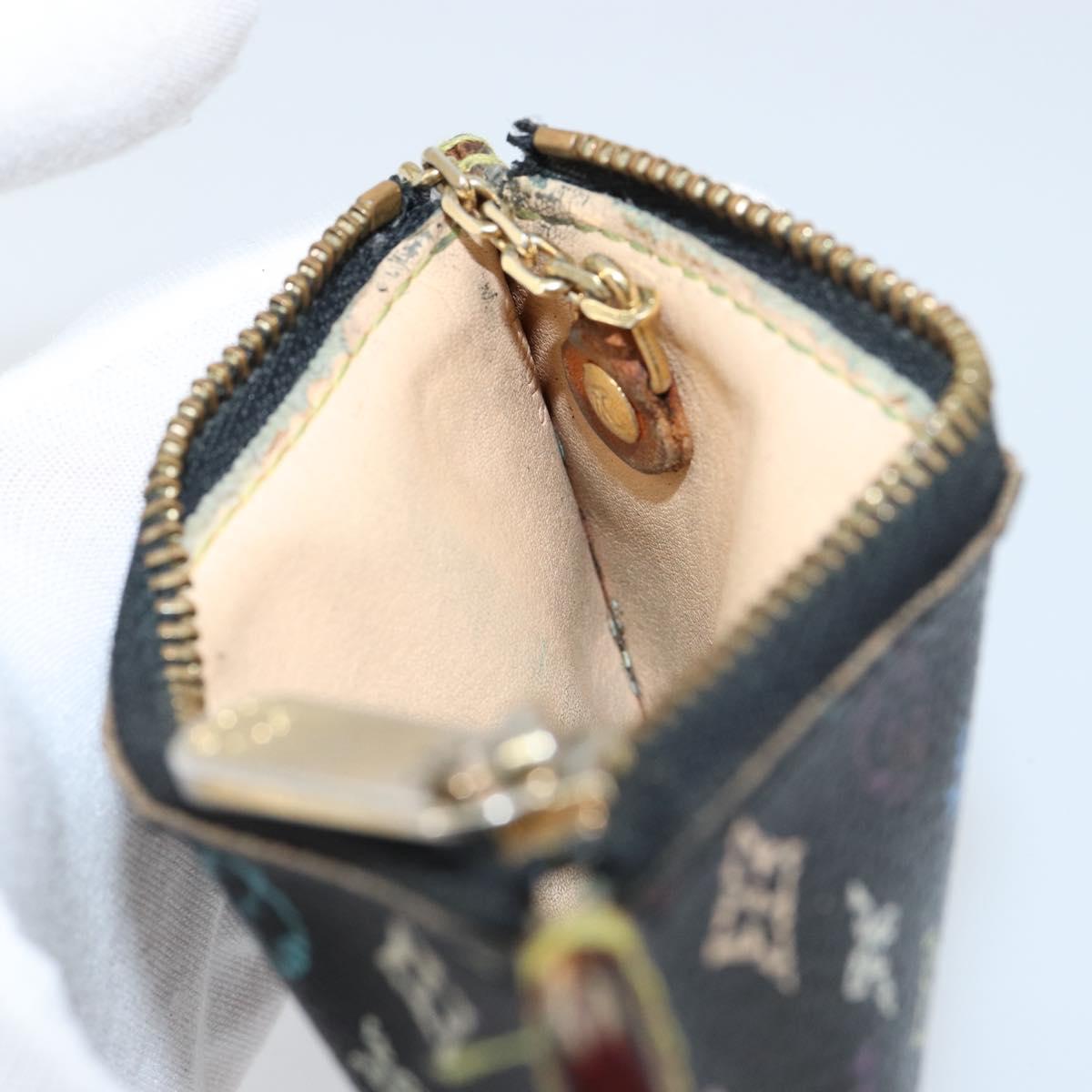 LOUIS VUITTON Multicolor Pochette Cles Coin Purse Black M13664 LV Auth 154383