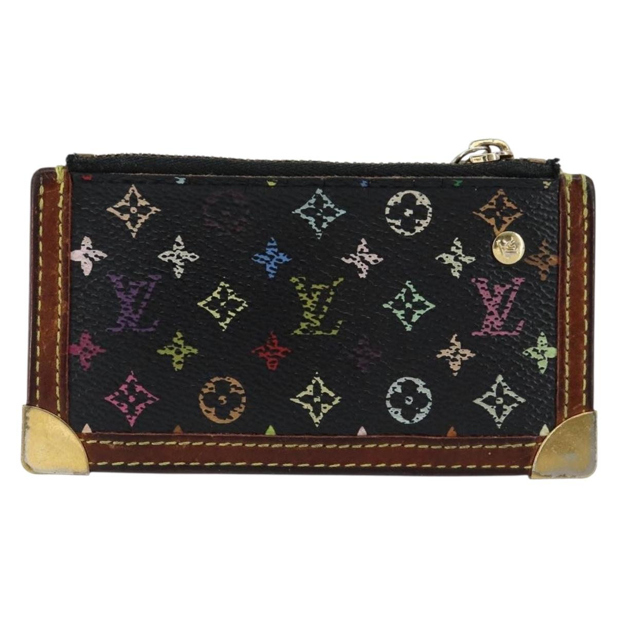 LOUIS VUITTON Multicolor Pochette Cles Coin Purse Black M13664 LV Auth 154383