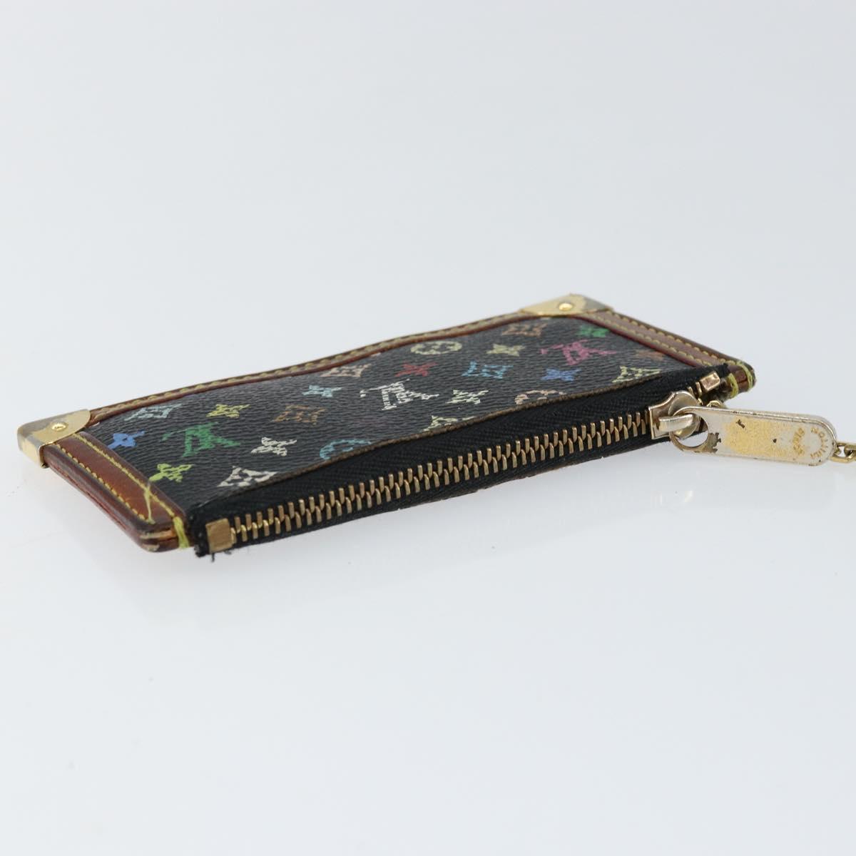 LOUIS VUITTON Multicolor Pochette Cles Coin Purse Black M13664 LV Auth 154383