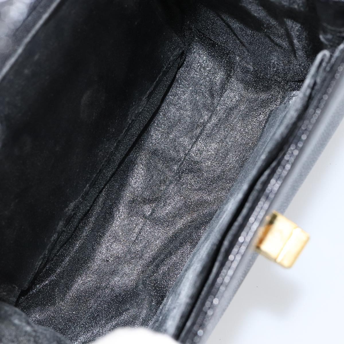 GIVENCHY Hand Bag Leather Black Gold Auth 154410