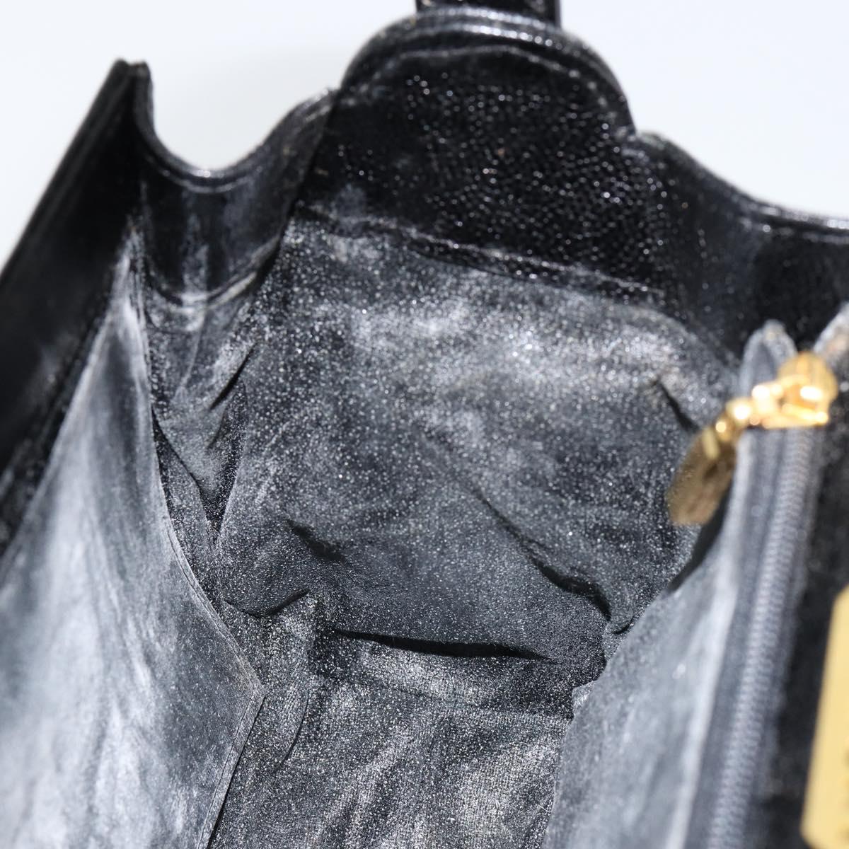 GIVENCHY Hand Bag Leather Black Gold Auth 154410