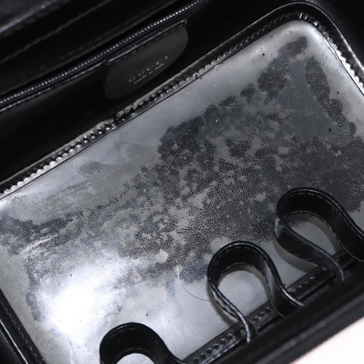 GUCCI Vanity Bamboo Hand Bag Nylon Black Silver 013 2122 2490 Auth 154411