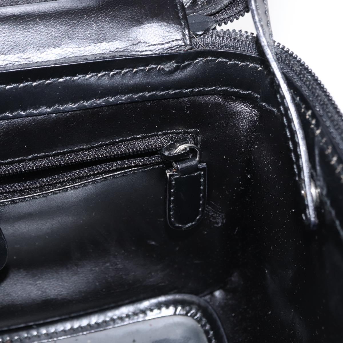 GUCCI Vanity Bamboo Hand Bag Nylon Black Silver 013 2122 2490 Auth 154411