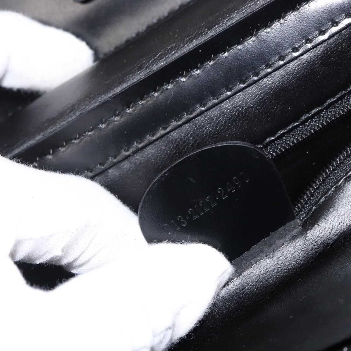 GUCCI Vanity Bamboo Hand Bag Nylon Black Silver 013 2122 2490 Auth 154411