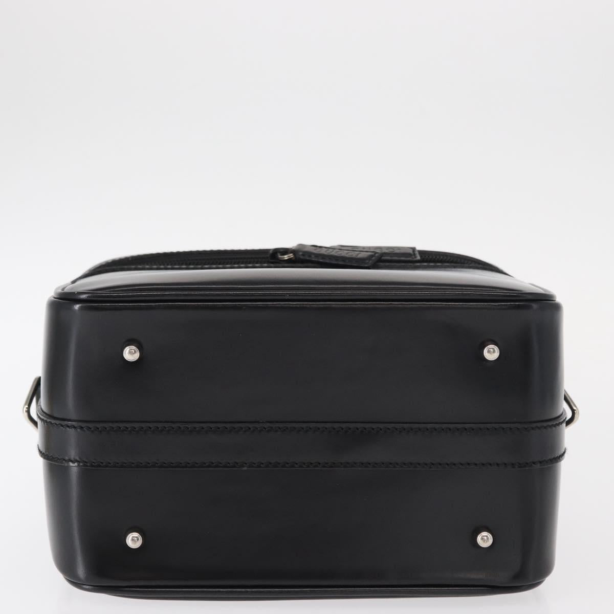 GUCCI Vanity Bamboo Hand Bag Nylon Black Silver 013 2122 2490 Auth 154411