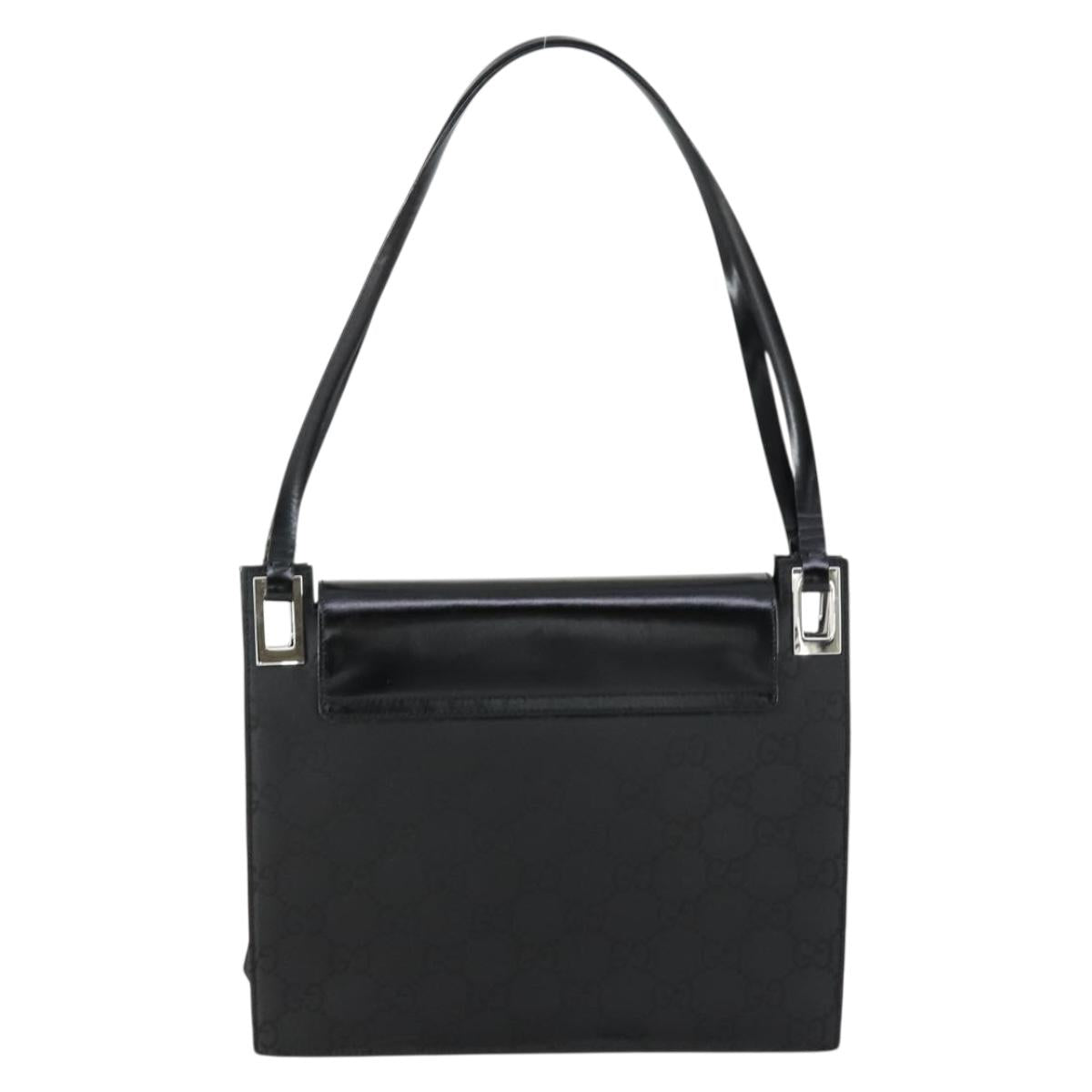 GUCCI GG Canvas Shoulder Bag Nylon Black Silver 001 3132 Auth 154414