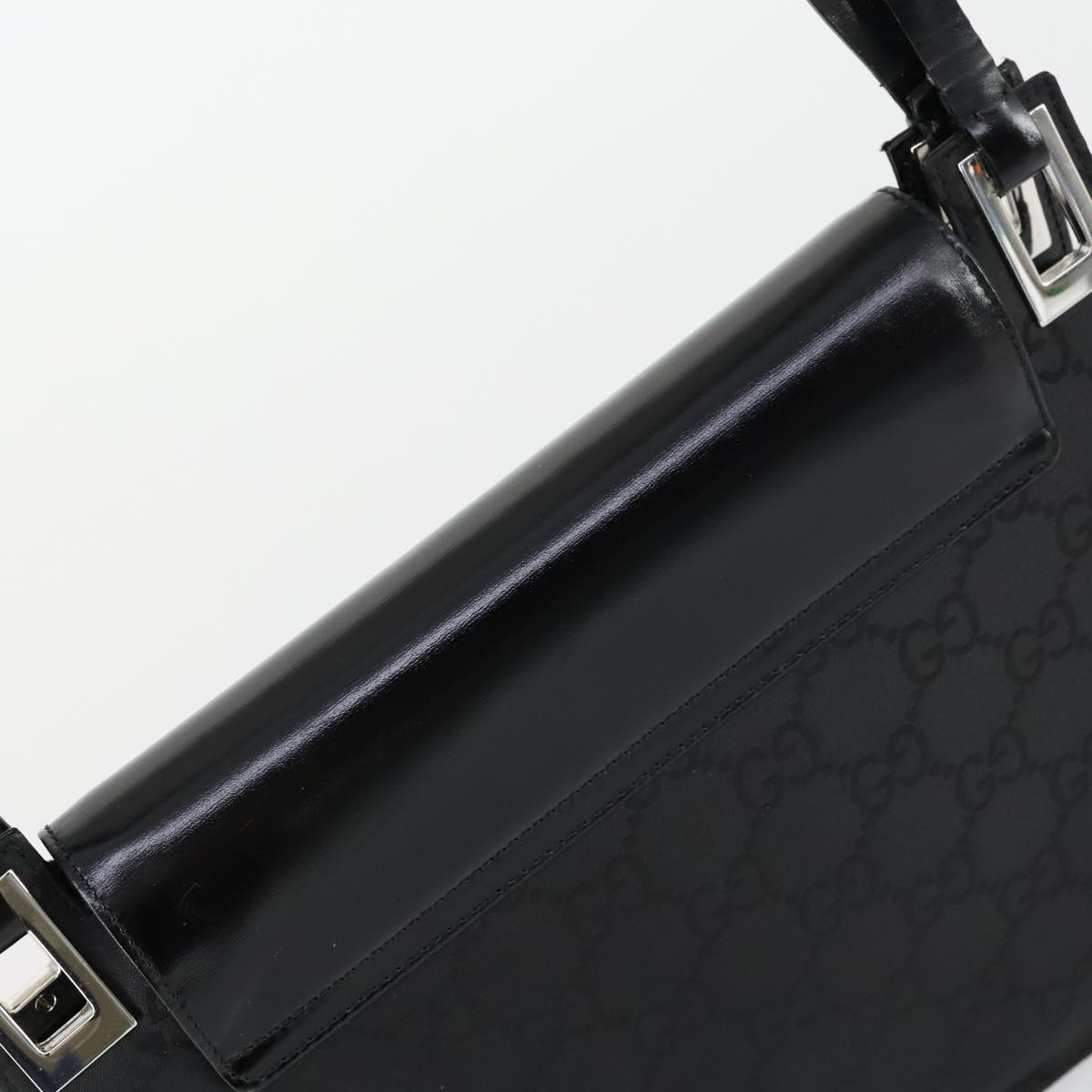 GUCCI GG Canvas Shoulder Bag Nylon Black Silver 001 3132 Auth 154414