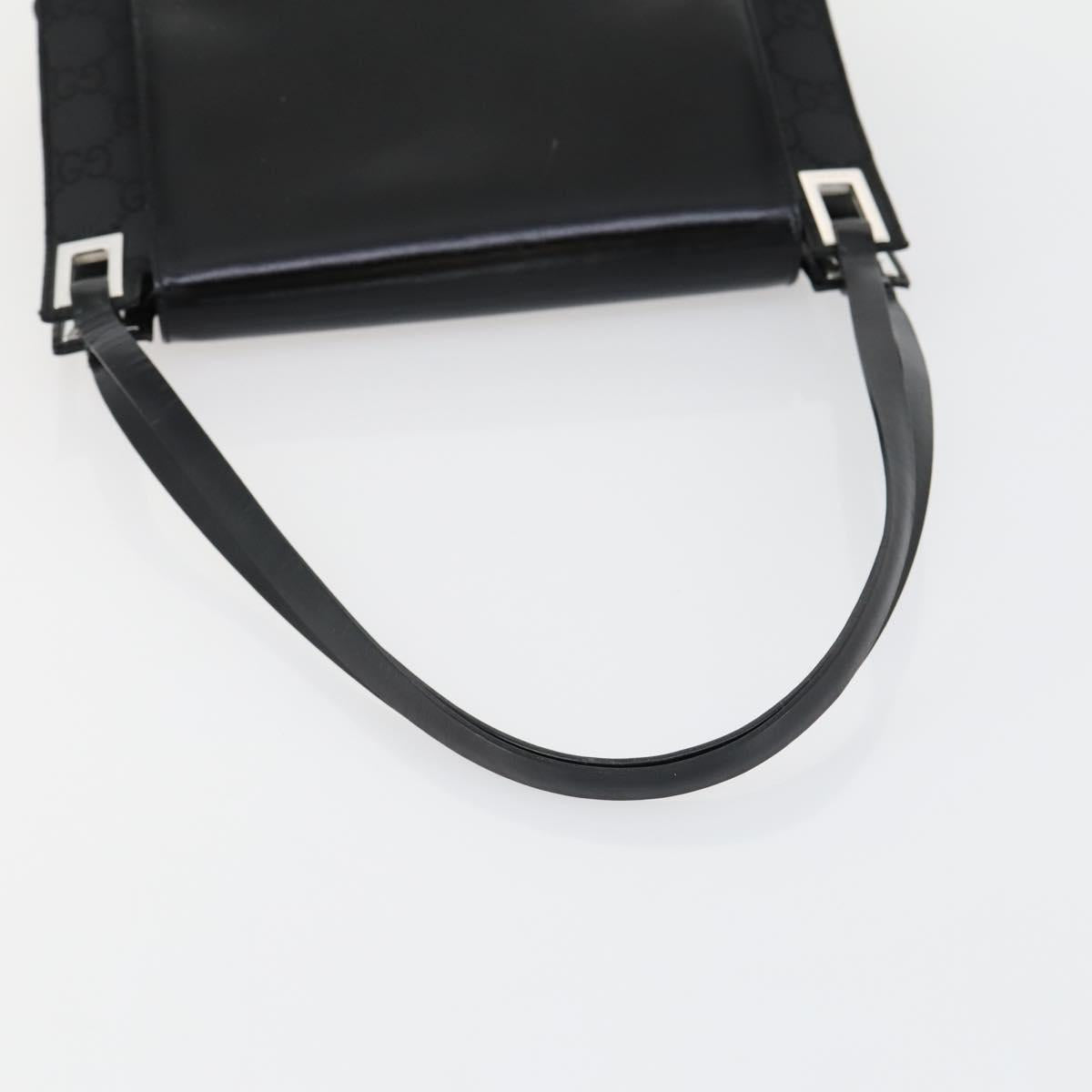 GUCCI GG Canvas Shoulder Bag Nylon Black Silver 001 3132 Auth 154414