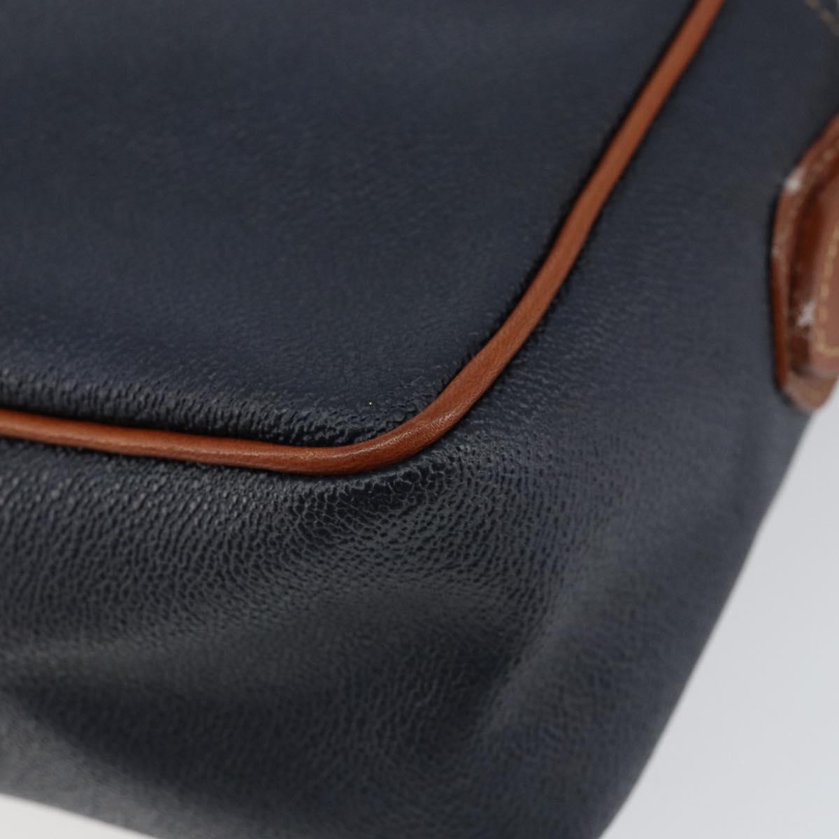 Burberrys Shoulder Bag Leather PVC Navy Gold Auth 154415