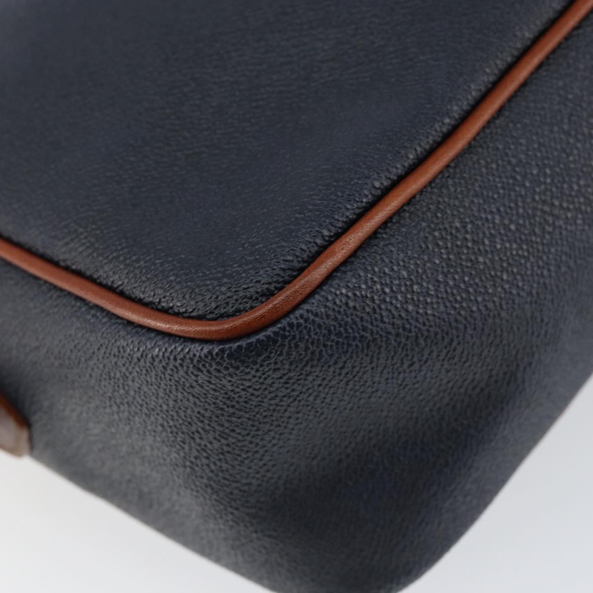 Burberrys Shoulder Bag Leather PVC Navy Gold Auth 154415