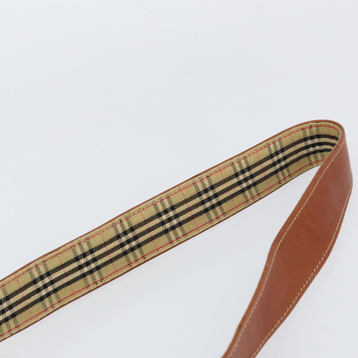 Burberrys Shoulder Bag Leather PVC Navy Gold Auth 154415