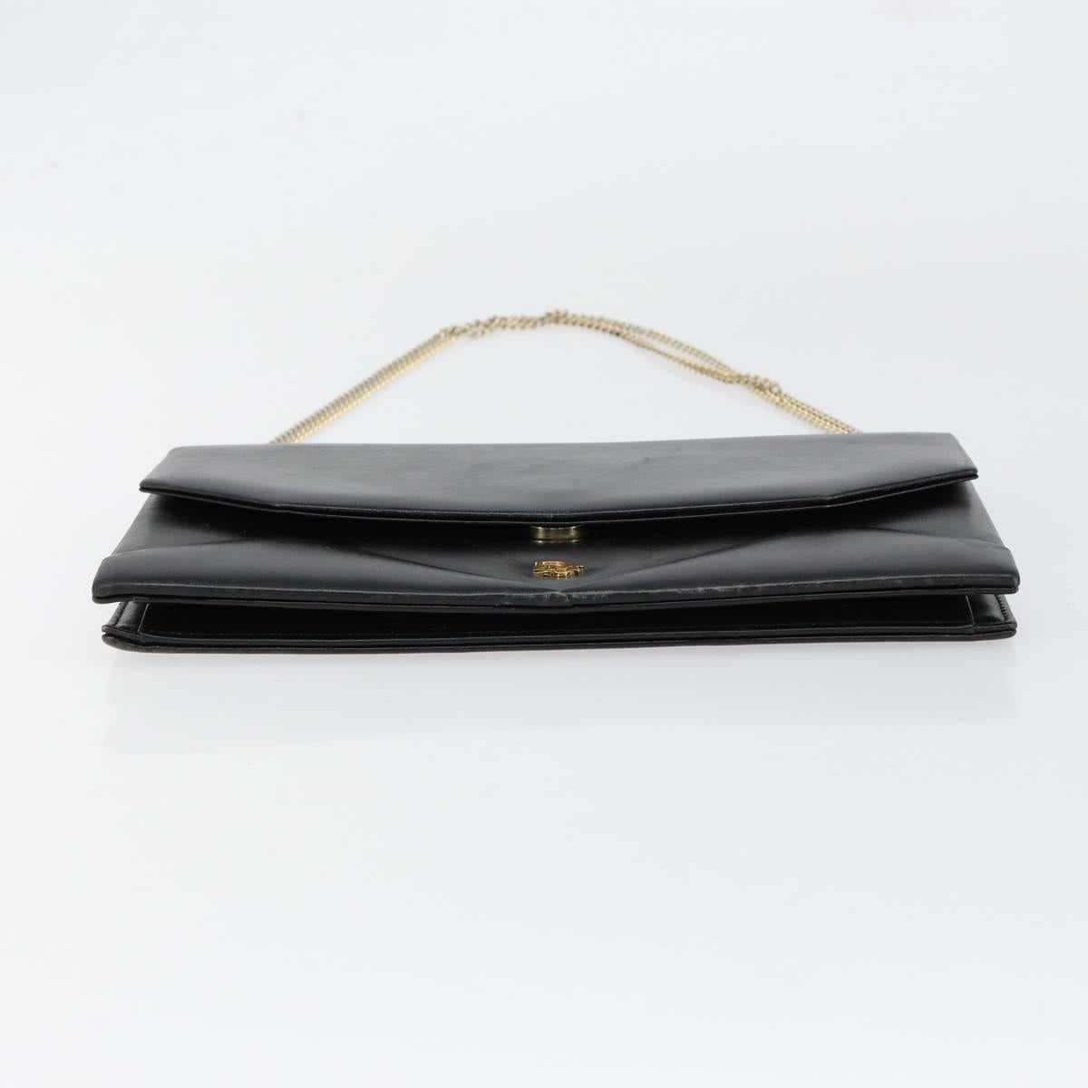 Christian Dior Shoulder Bag Leather Black gold Auth 154416