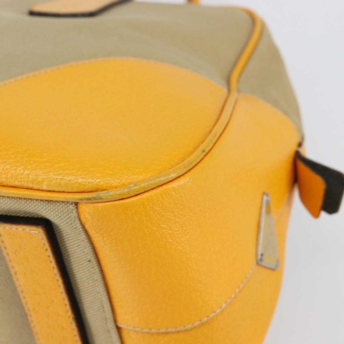 PRADA Hand Bag Canvas Beige Gold Auth 154417