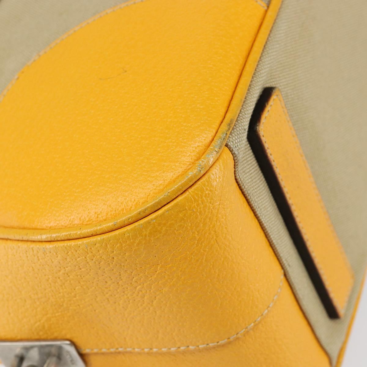 PRADA Hand Bag Canvas Beige Gold Auth 154417