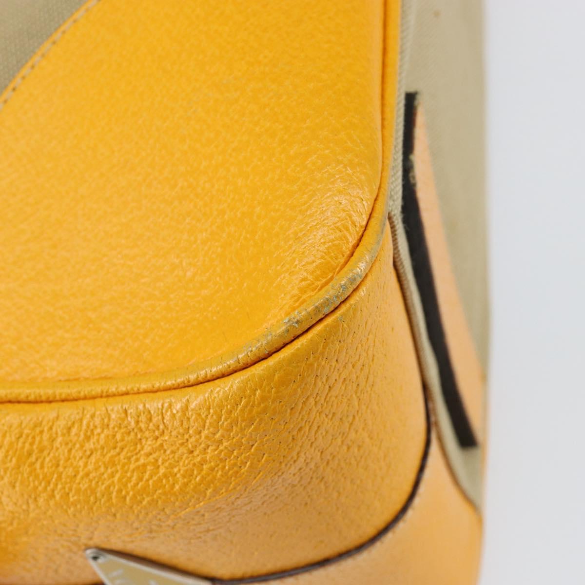 PRADA Hand Bag Canvas Beige Gold Auth 154417