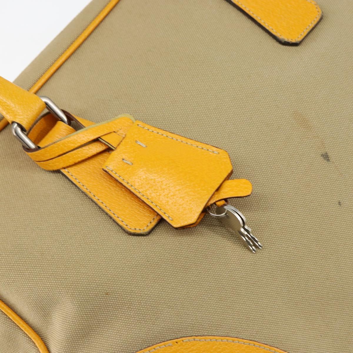 PRADA Hand Bag Canvas Beige Gold Auth 154417