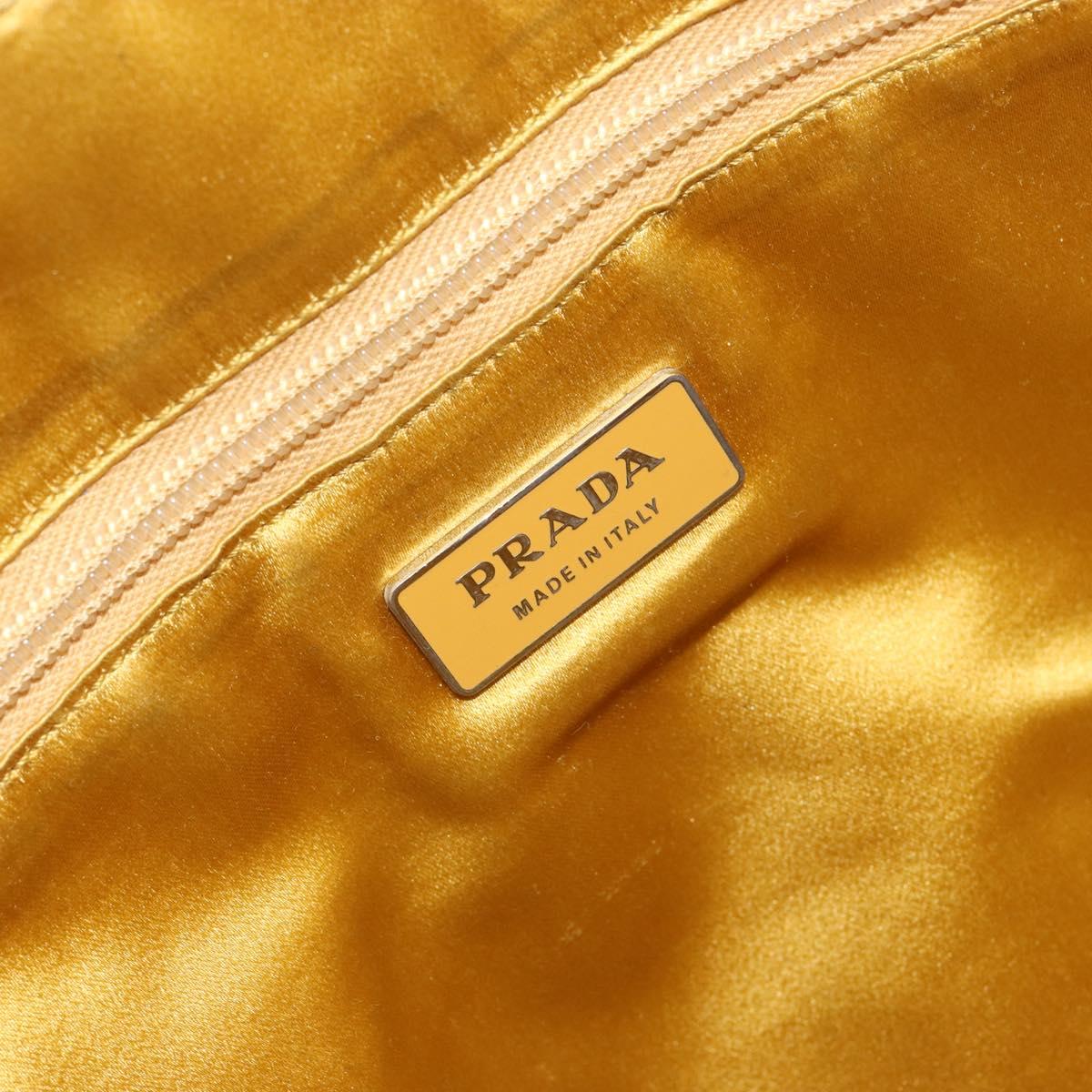 PRADA Hand Bag Canvas Beige Gold Auth 154417
