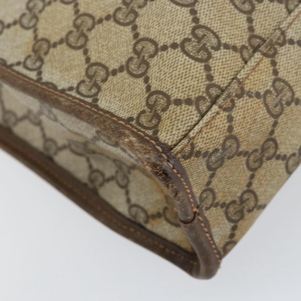 GUCCI GG Supreme Web Sherry Line Tote Bag PVC Beige Gold 010 378 Auth 154418