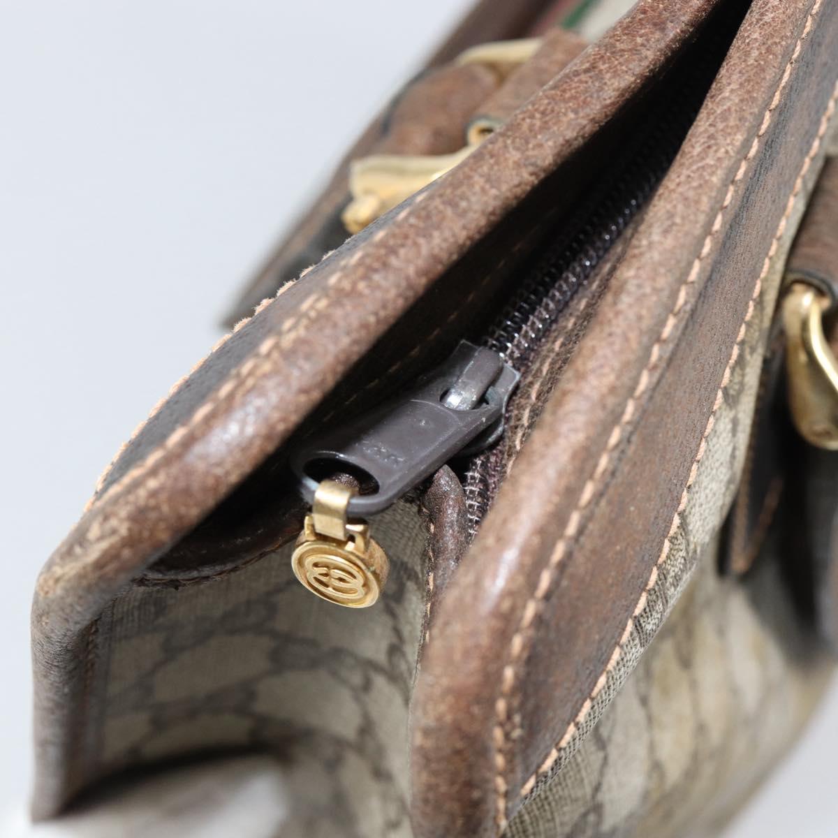 GUCCI GG Supreme Web Sherry Line Tote Bag PVC Beige Gold 010 378 Auth 154418