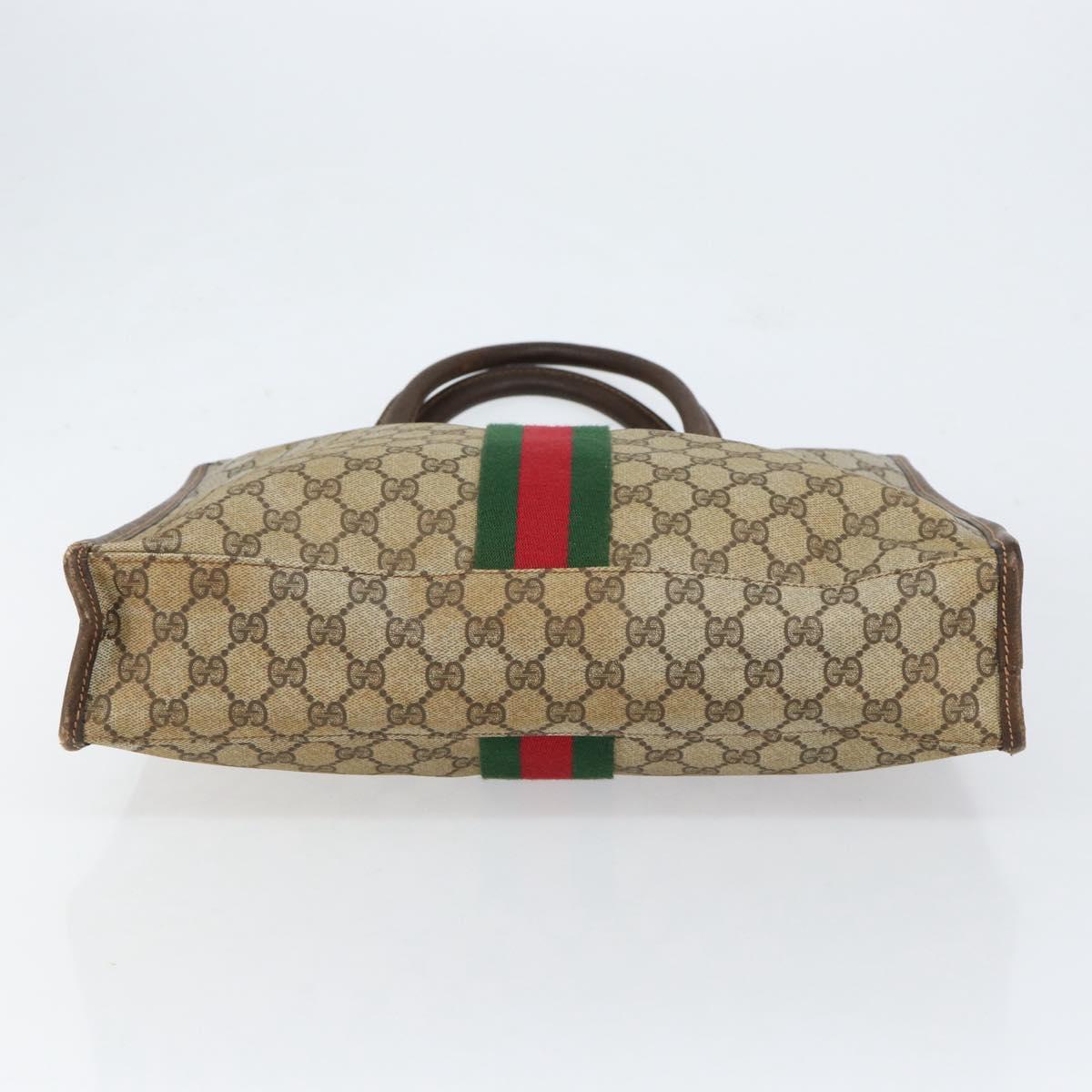 GUCCI GG Supreme Web Sherry Line Tote Bag PVC Beige Gold 010 378 Auth 154418