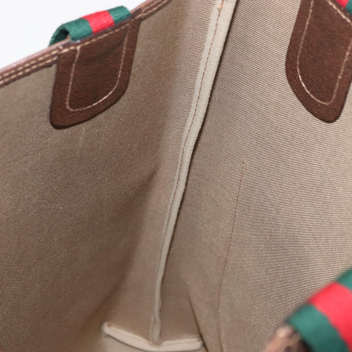 GUCCI GG Supreme Web Sherry Line Tote Bag PVC Beige Gold 002 58 6487 Auth 154419