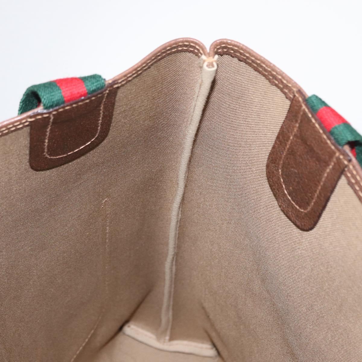 GUCCI GG Supreme Web Sherry Line Tote Bag PVC Beige Gold 002 58 6487 Auth 154419