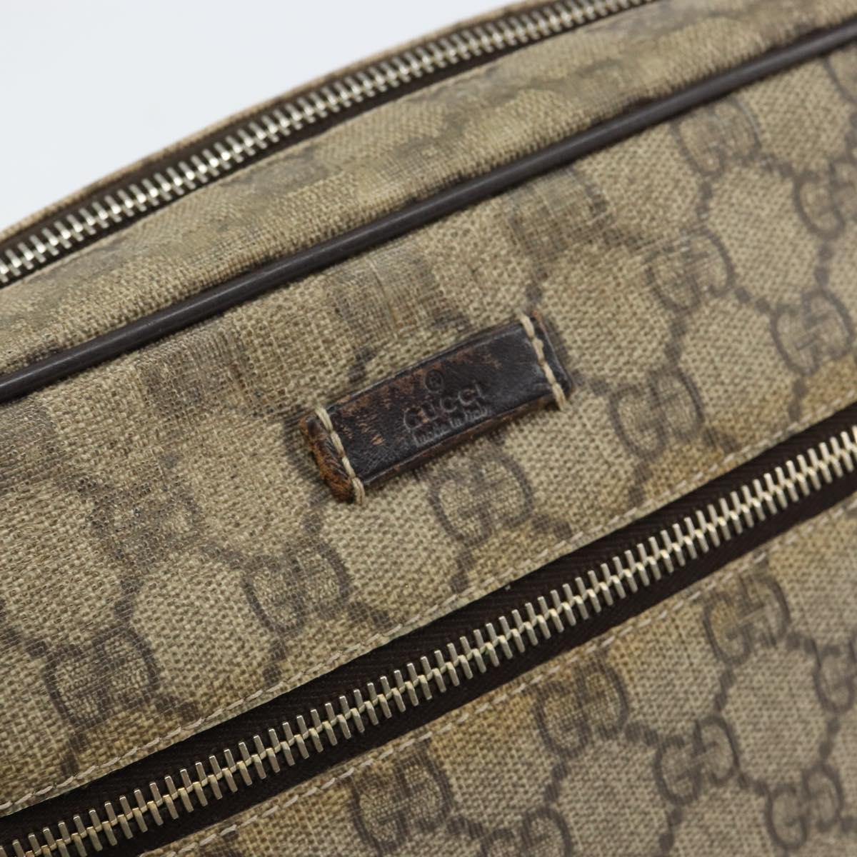 GUCCI GG Supreme Shoulder Bag PVC Beige Gold 201448 Auth 154420