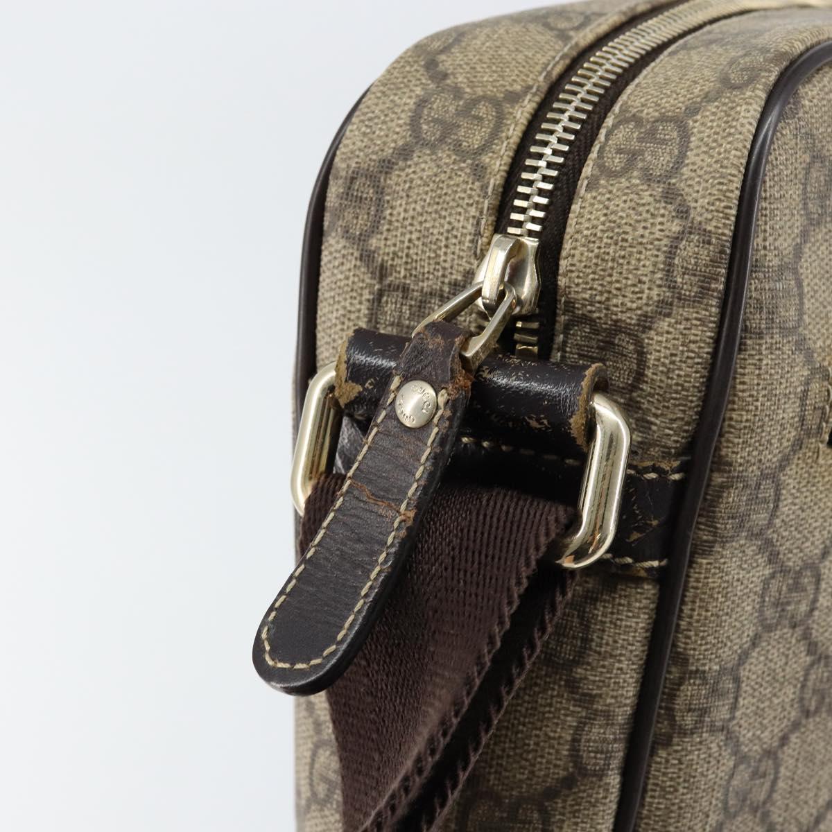 GUCCI GG Supreme Shoulder Bag PVC Beige Gold 201448 Auth 154420