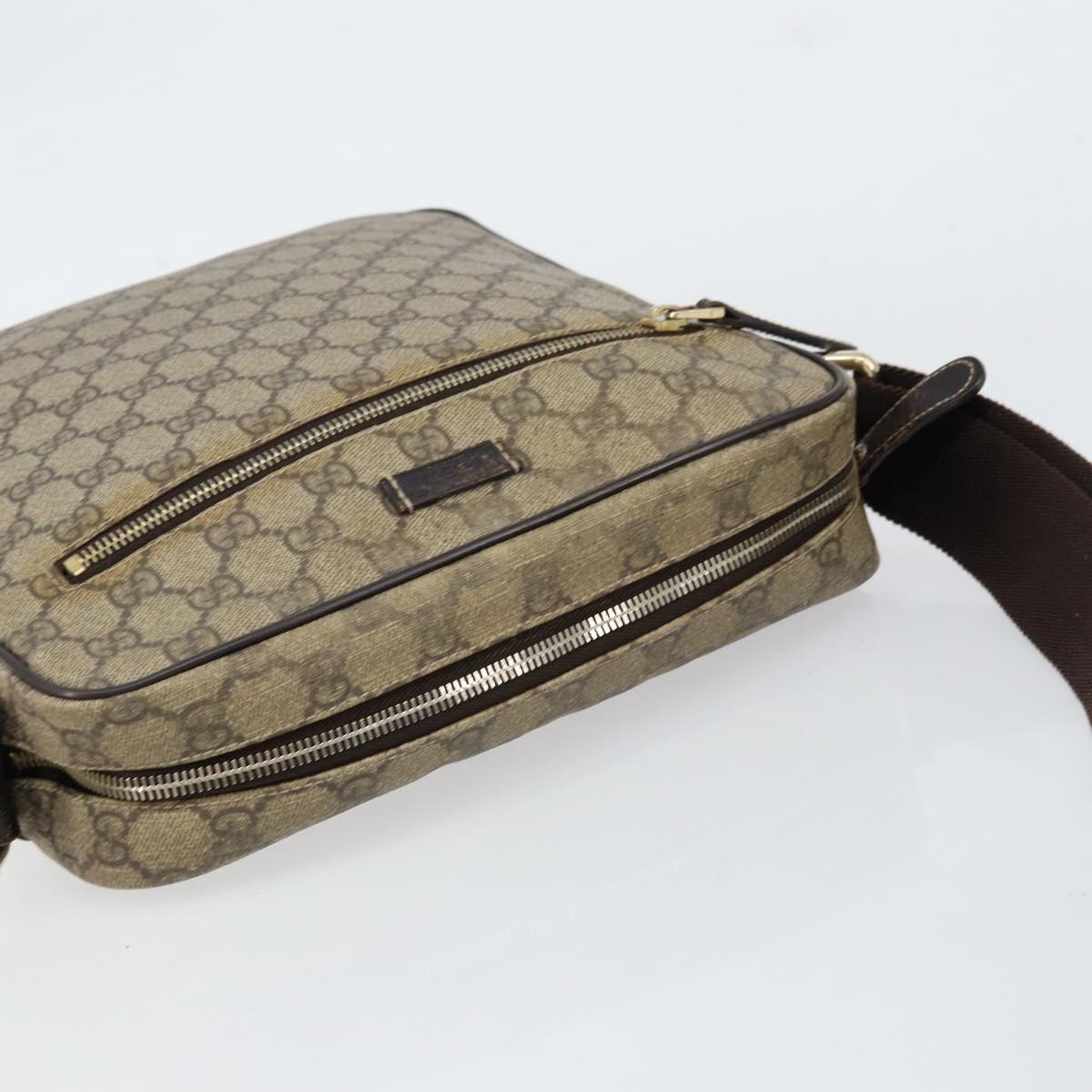 GUCCI GG Supreme Shoulder Bag PVC Beige Gold 201448 Auth 154420