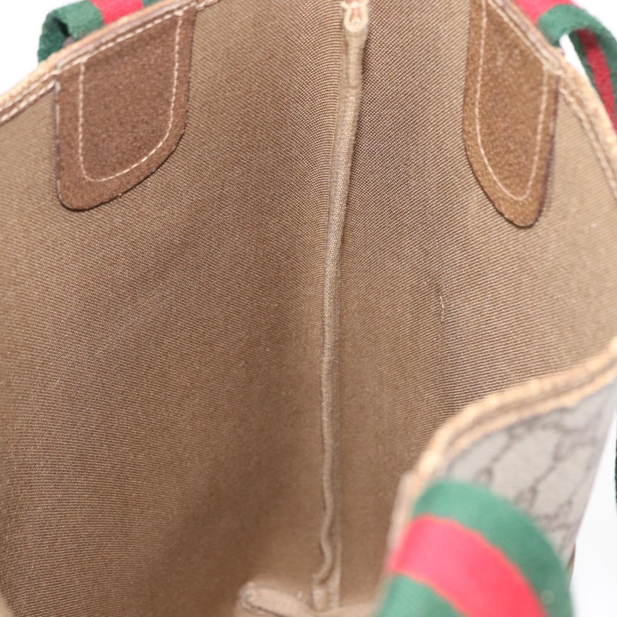 GUCCI GG Supreme Web Sherry Line Tote Bag PVC Beige Gold 39 02 003 Auth 154421