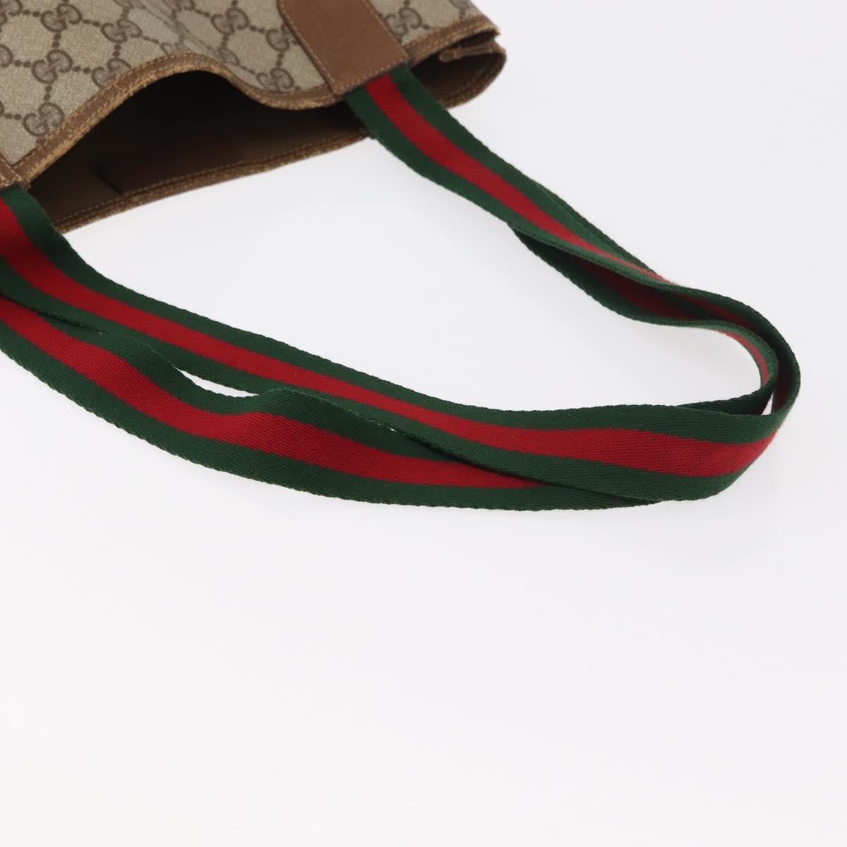 GUCCI GG Supreme Web Sherry Line Tote Bag PVC Beige Gold 39 02 003 Auth 154421