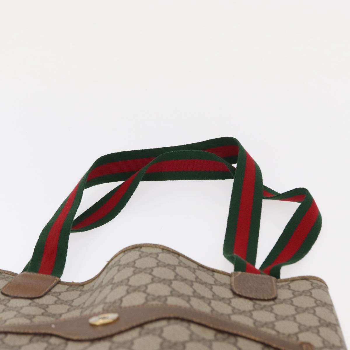 GUCCI GG Supreme Web Sherry Line Tote Bag PVC Beige Gold 39 02 003 Auth 154421