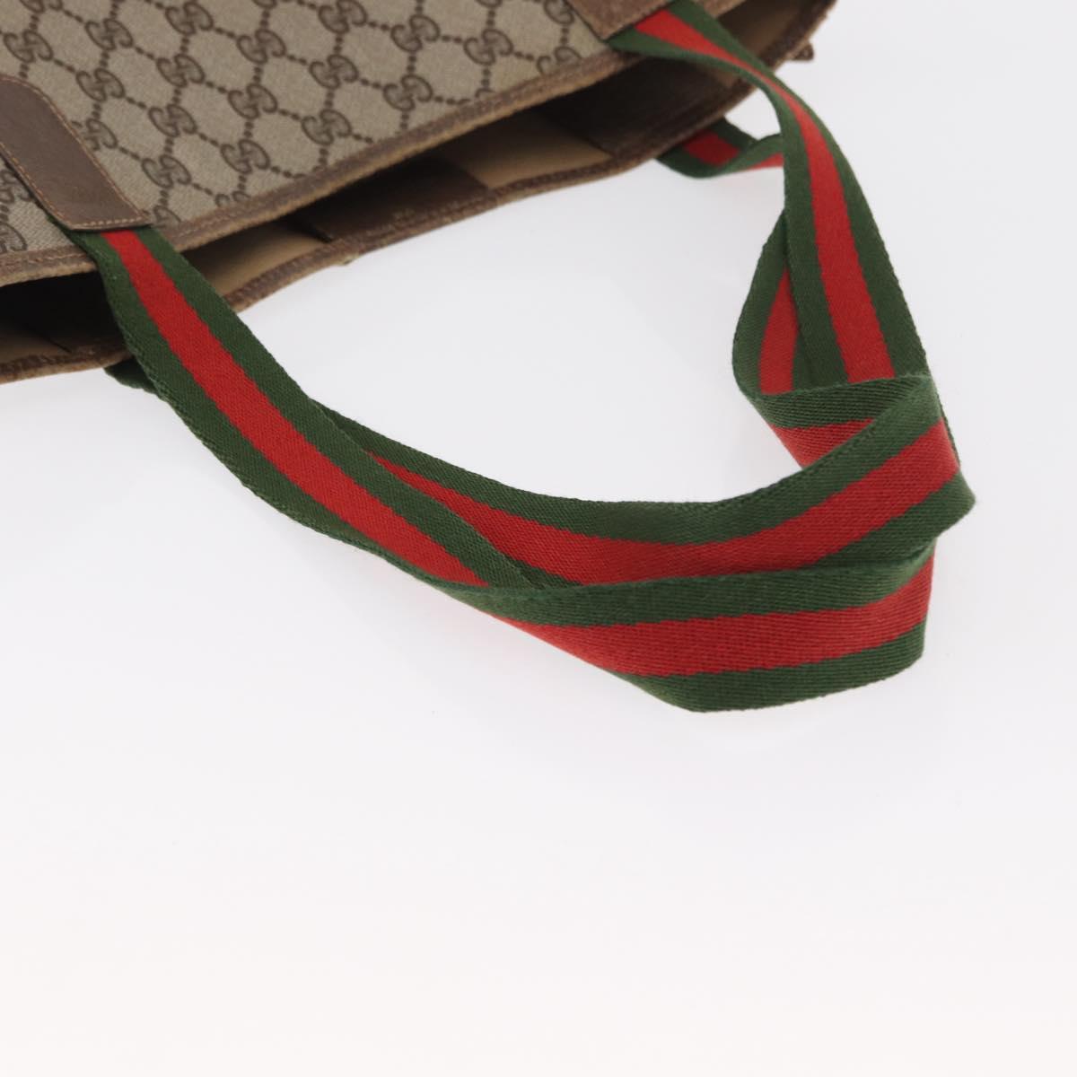 GUCCI GG Supreme Web Sherry Line Tote Bag PVC Beige 41 004 4465 Auth 154422