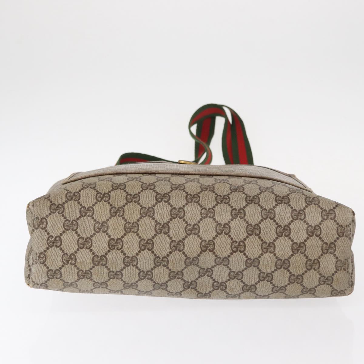 GUCCI GG Supreme Web Sherry Line Tote Bag PVC Beige 41 004 4465 Auth 154422