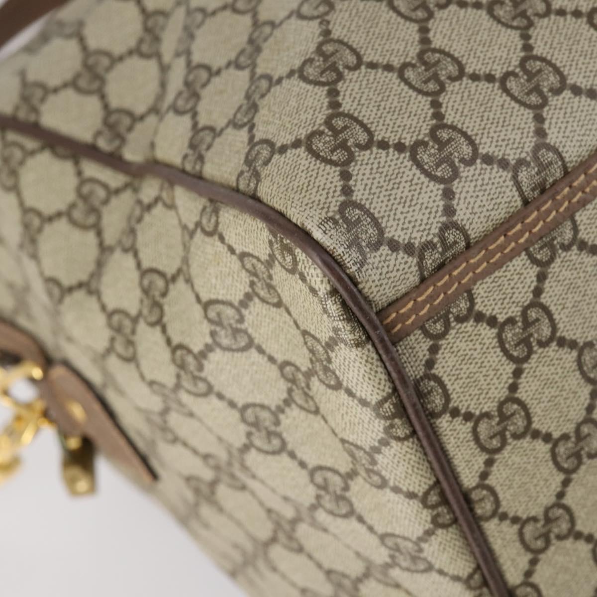 GUCCI GG Supreme Boston Bag PVC Leather 2way Beige Gold 012 14 6081 Auth 154424