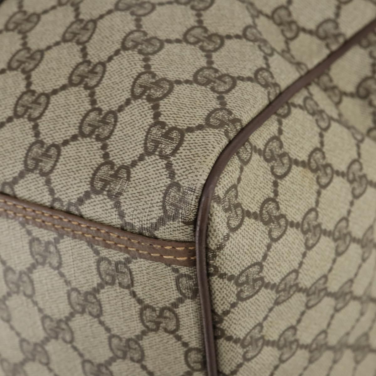 GUCCI GG Supreme Boston Bag PVC Leather 2way Beige Gold 012 14 6081 Auth 154424