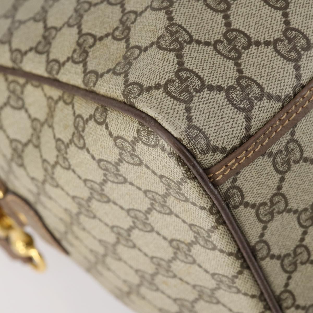 GUCCI GG Supreme Boston Bag PVC Leather 2way Beige Gold 012 14 6081 Auth 154424