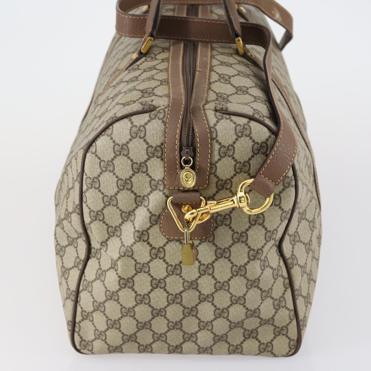 GUCCI GG Supreme Boston Bag PVC Leather 2way Beige Gold 012 14 6081 Auth 154424