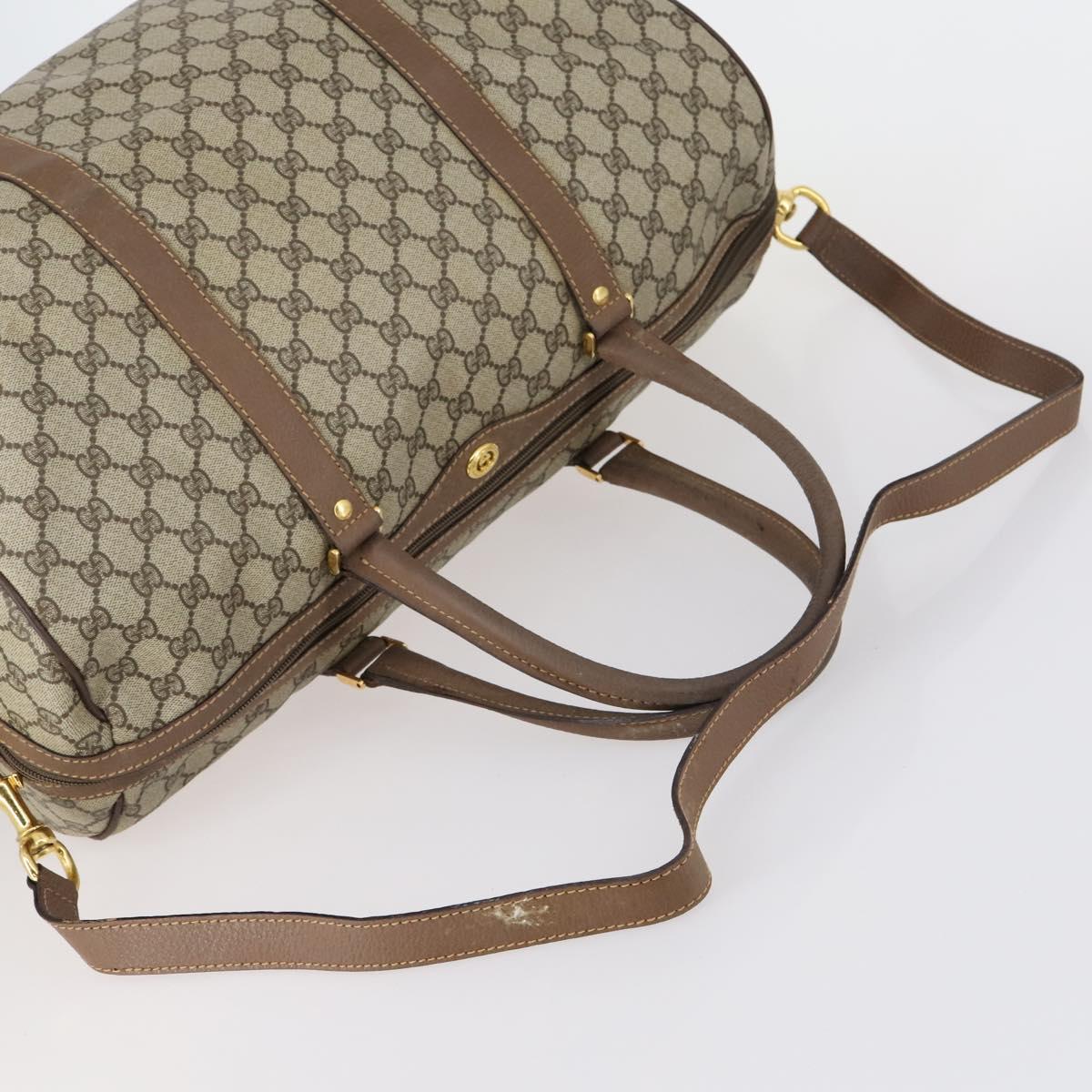 GUCCI GG Supreme Boston Bag PVC Leather 2way Beige Gold 012 14 6081 Auth 154424