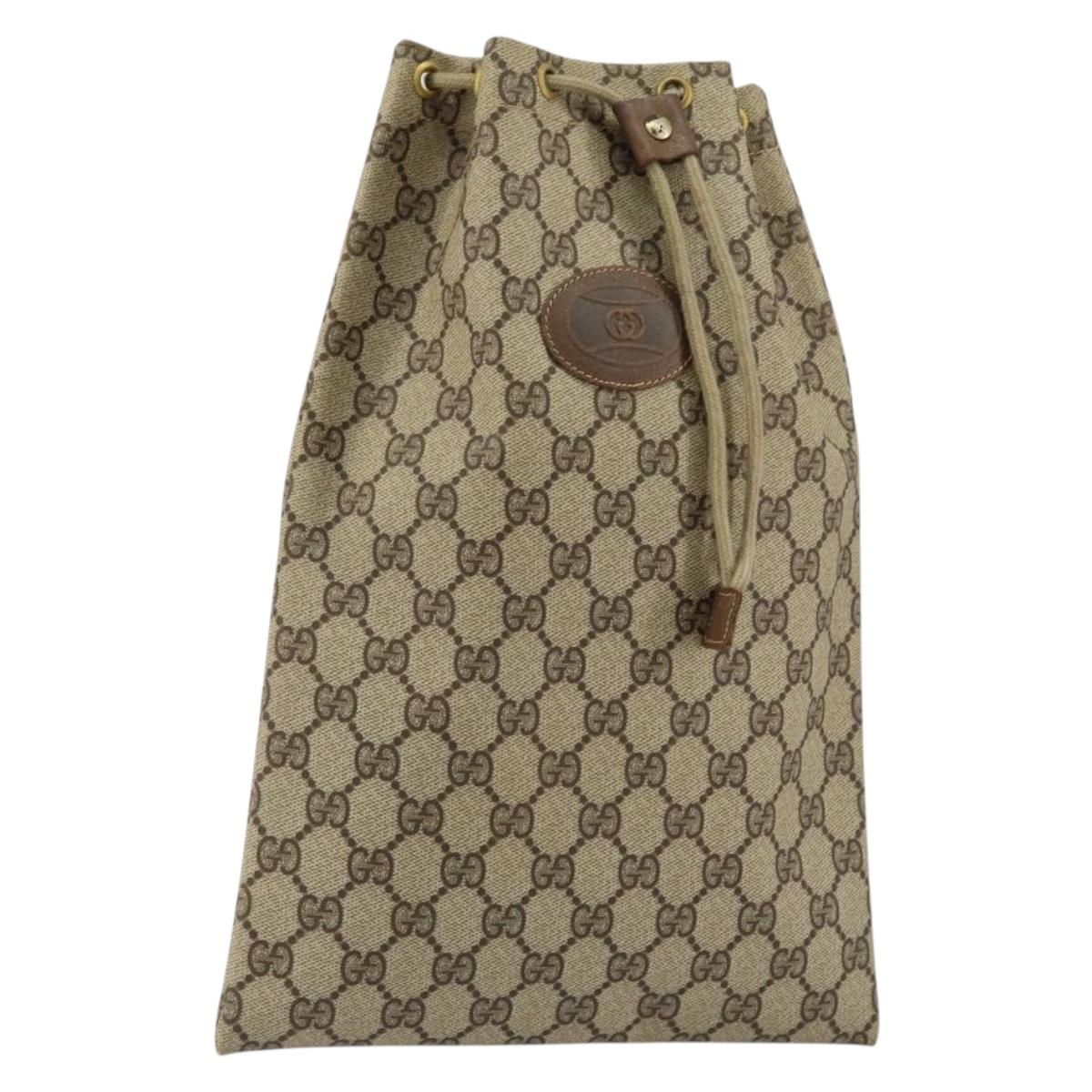 GUCCI GG Supreme Purse Hand Bag PVC Leather Beige Gold 97 19 303 Auth 154425