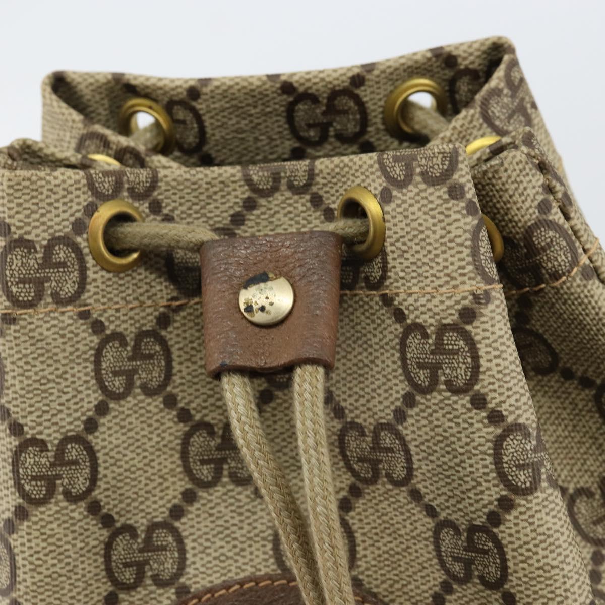 GUCCI GG Supreme Purse Hand Bag PVC Leather Beige Gold 97 19 303 Auth 154425