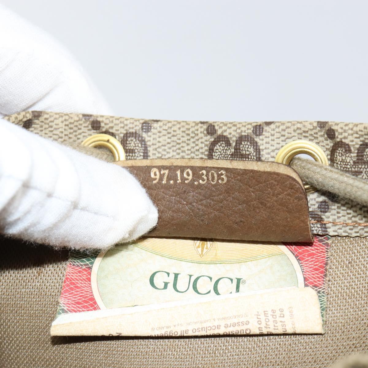 GUCCI GG Supreme Purse Hand Bag PVC Leather Beige Gold 97 19 303 Auth 154425