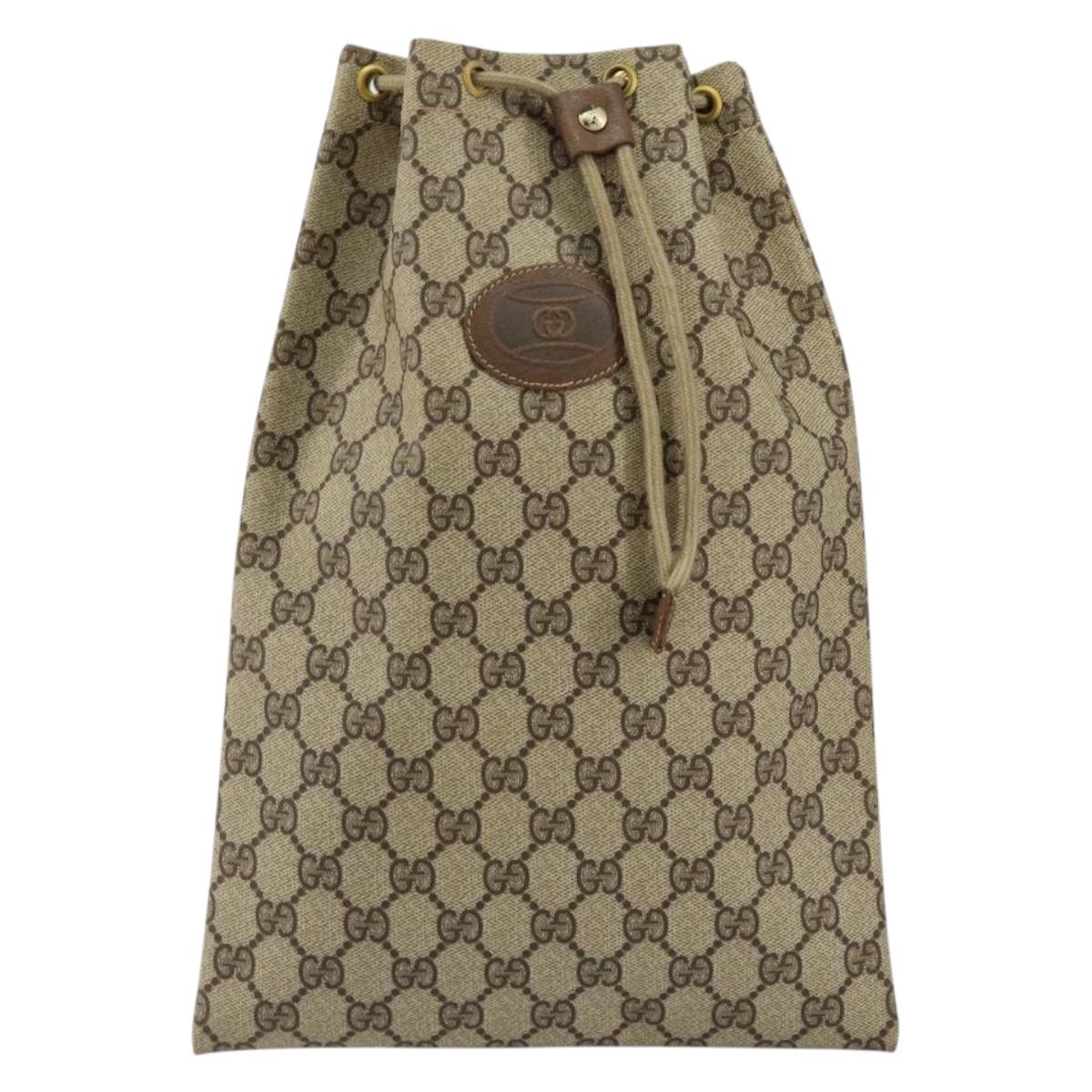 GUCCI GG Supreme Purse Hand Bag PVC Leather Beige Gold 97 19 303 Auth 154425