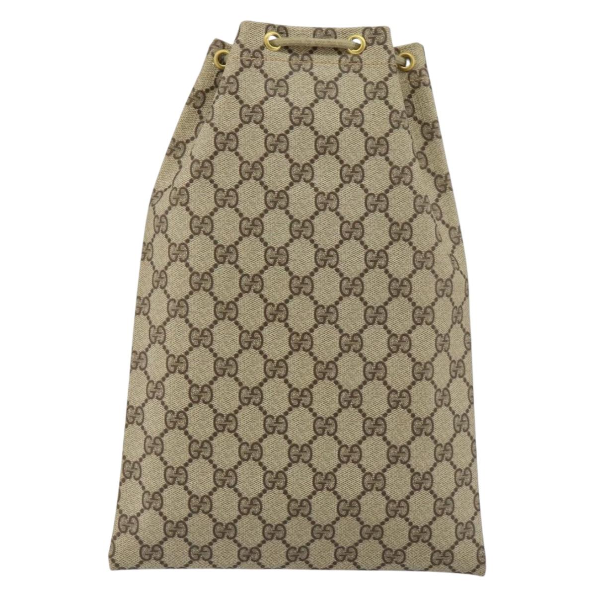 GUCCI GG Supreme Purse Hand Bag PVC Leather Beige Gold 97 19 303 Auth 154425