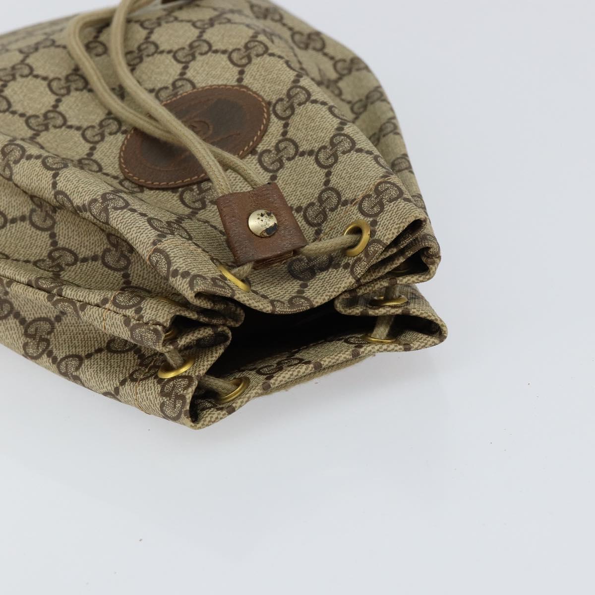 GUCCI GG Supreme Purse Hand Bag PVC Leather Beige Gold 97 19 303 Auth 154425