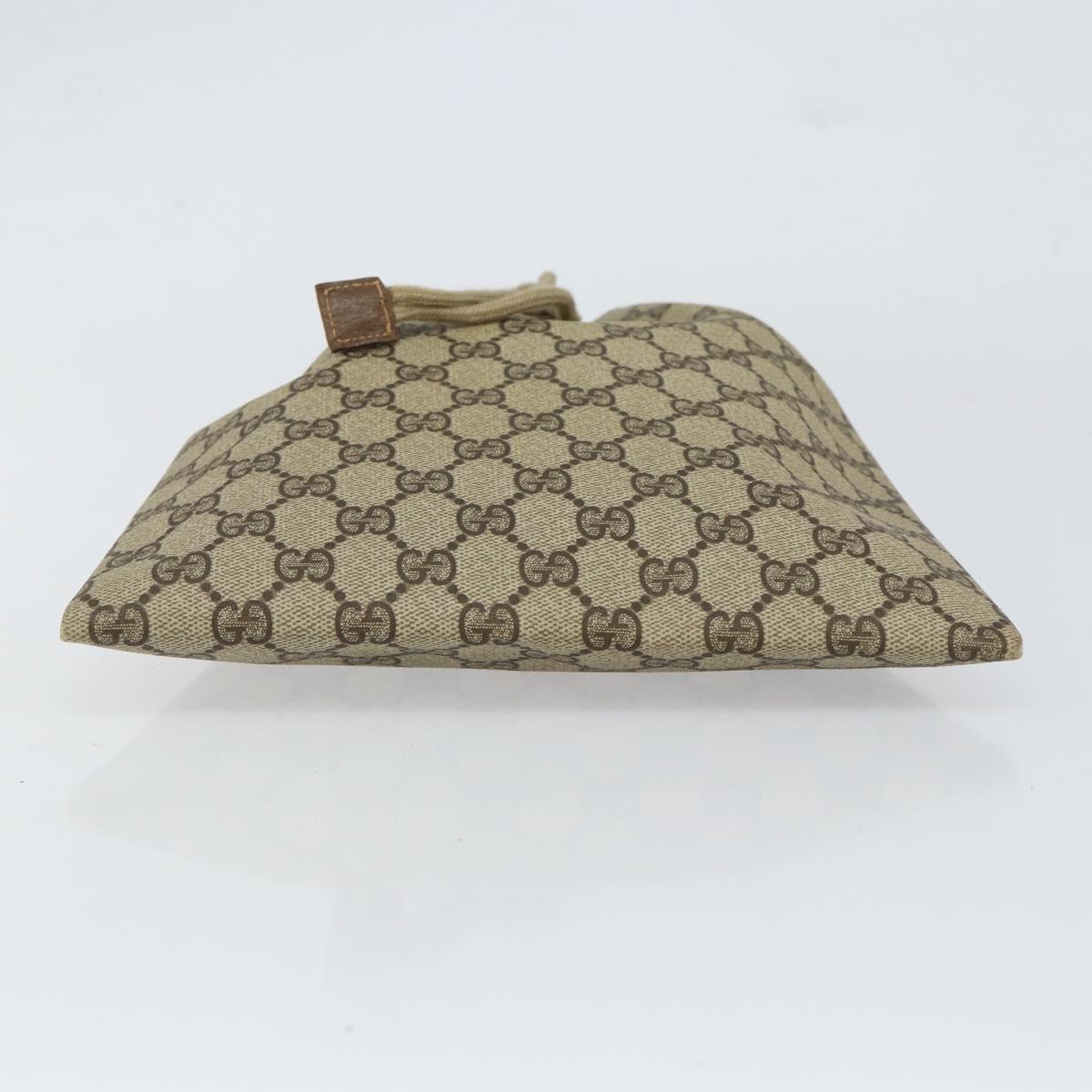 GUCCI GG Supreme Purse Hand Bag PVC Leather Beige Gold 97 19 303 Auth 154425